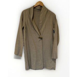 Robin‎ Lane Womens Jacket Tan Linen Knee Length Sz 1 S Lagenlook Minimalist